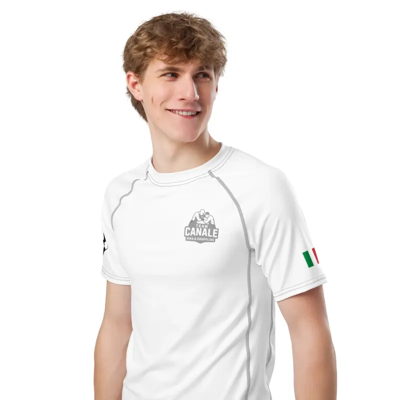 Rash Guard Uomo Maniche Corte Bianca/Argento - Team Canale