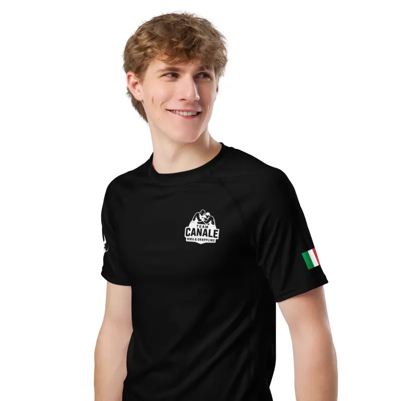 Rash Guard Uomo Mani Corte Nero/Bianco Team Canale