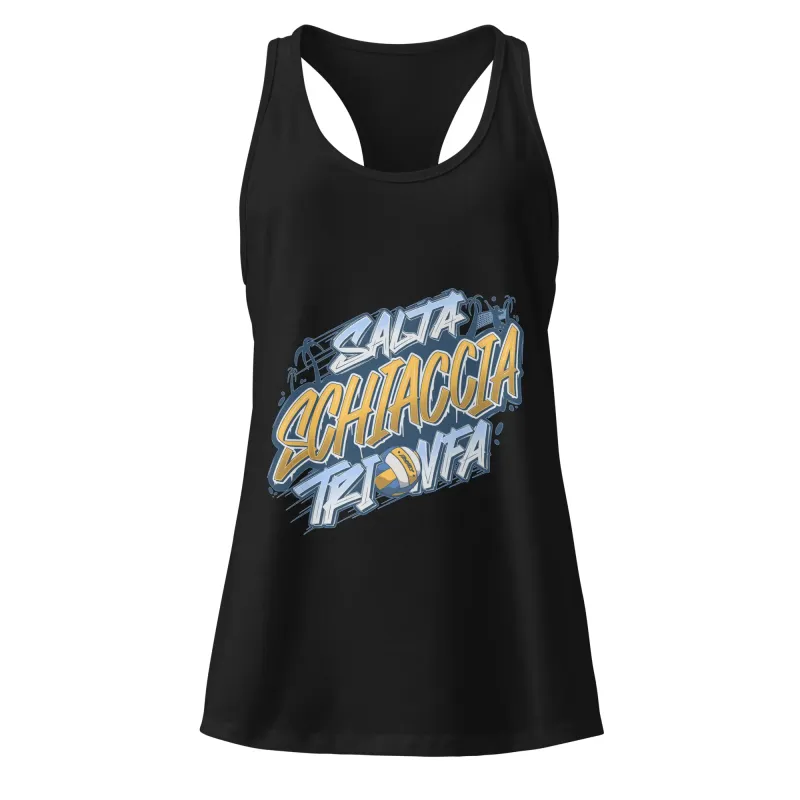 DRACONES women’s sports tank top “Jump, Spike, Triumph” front view, Kentangraff design
