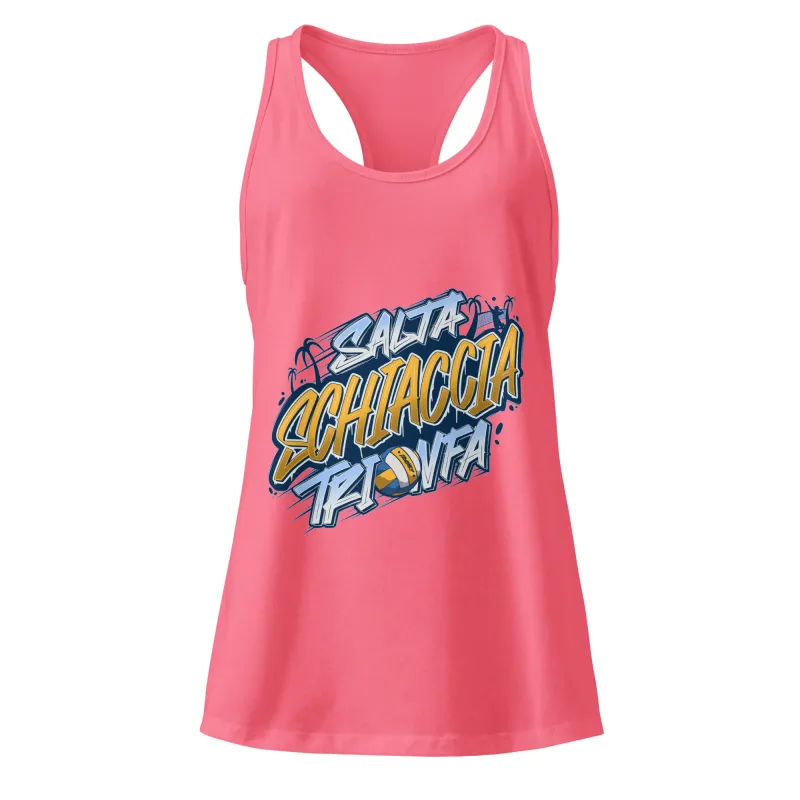 canotta sportiva donna DRACONES rosa “Salta, Schiaccia, Trionfa” vista frontale, design Kentangraff