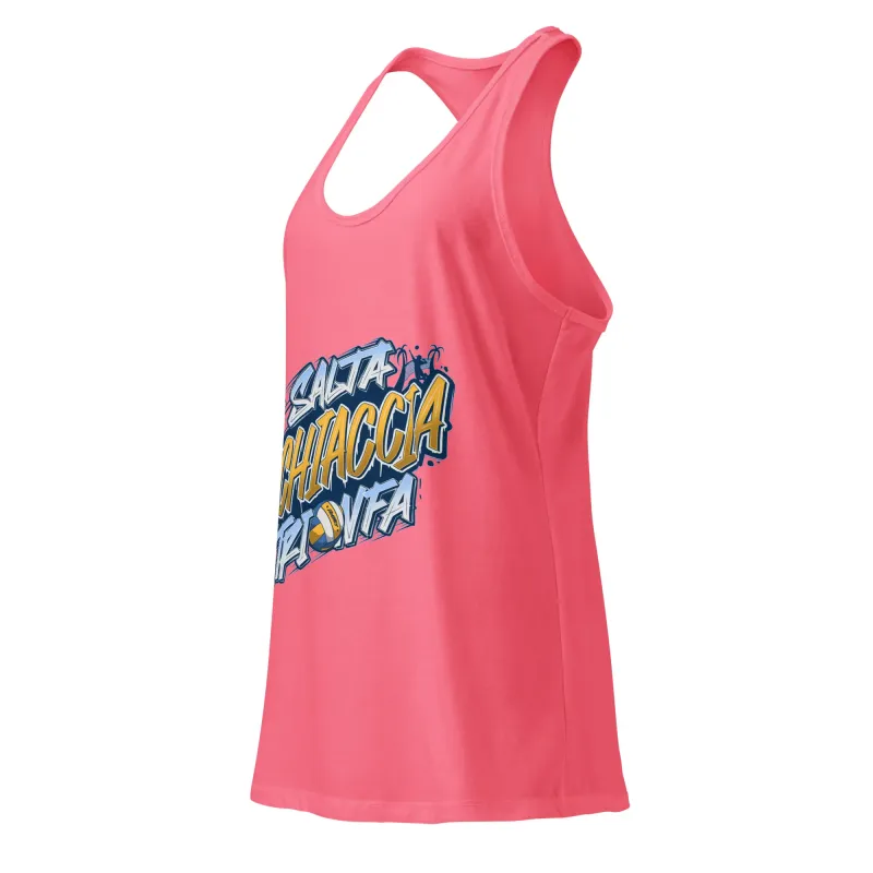 canotta DRACONES rosa “Salta, Schiaccia, Trionfa” vista laterale, modello slim fit per volley