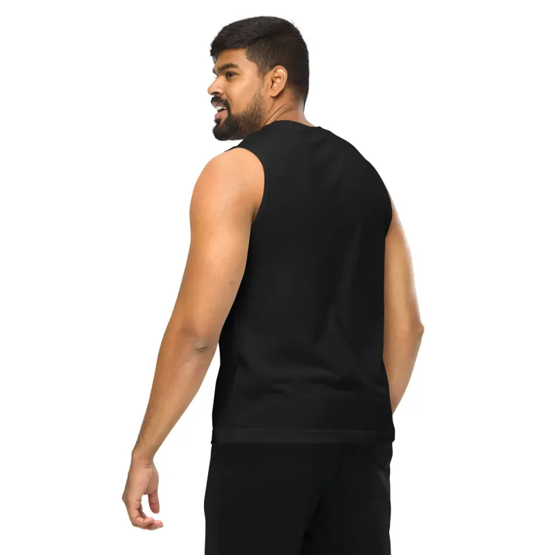 DRACONES black sleeveless t-shirt worn by man, regular fit back view
