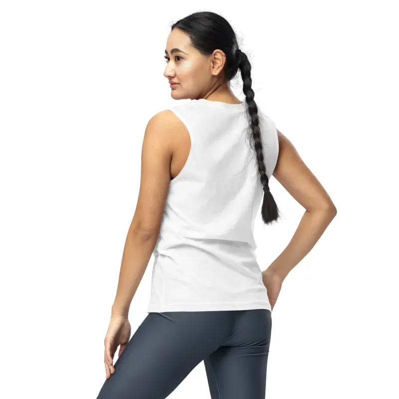 DRACONES white sleeveless t-shirt worn by woman, regular fit back view