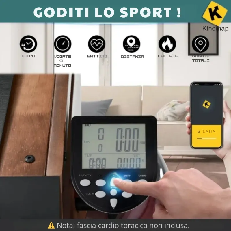 Schermo digitale con funzioni Kinomap e Bluetooth