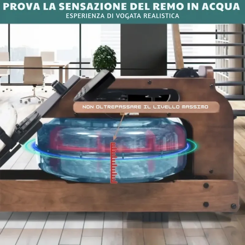 Serbatoio acqua vogatore con livello massimo visibile