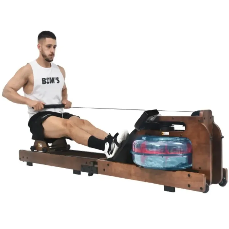 Allenamento full body con vogatore acqua vista laterale