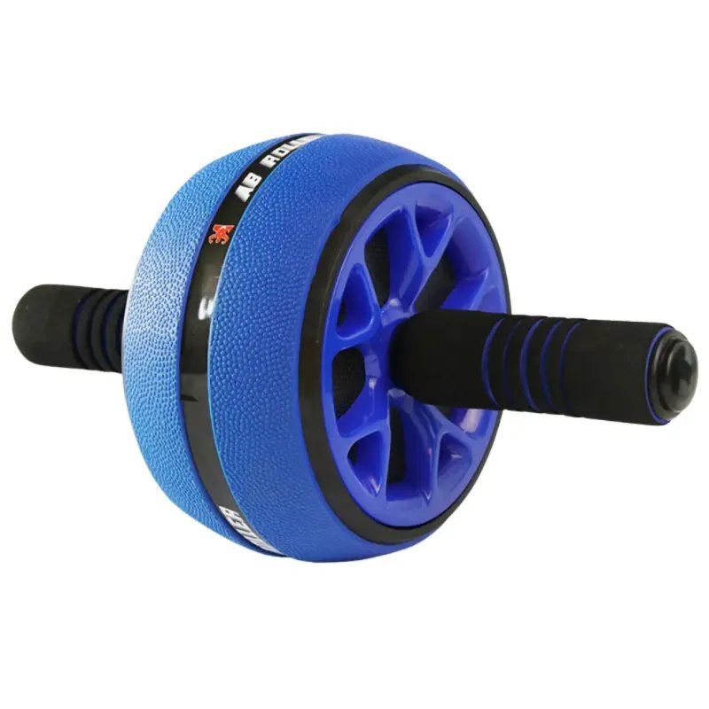 Ruota addominale fitness blu con maniglie ergonomiche