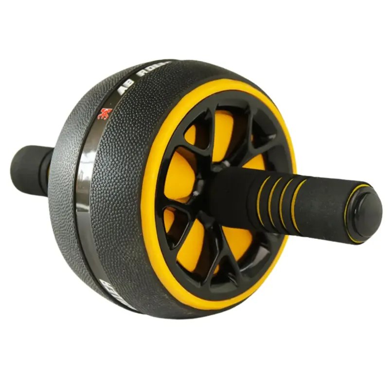 Ruota addominale fitness nero e giallo design compatto