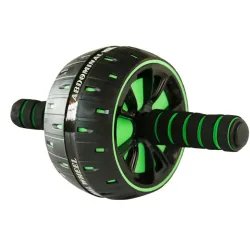 Ruota addominale fitness nero e verde con grip antiscivolo