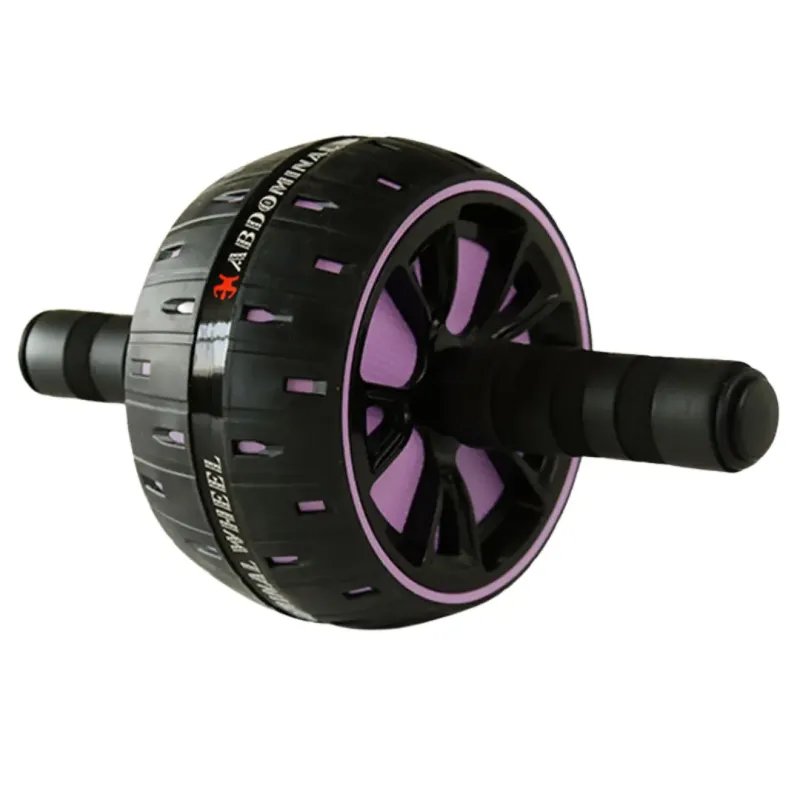 Ruota addominale fitness nero e viola ergonomica