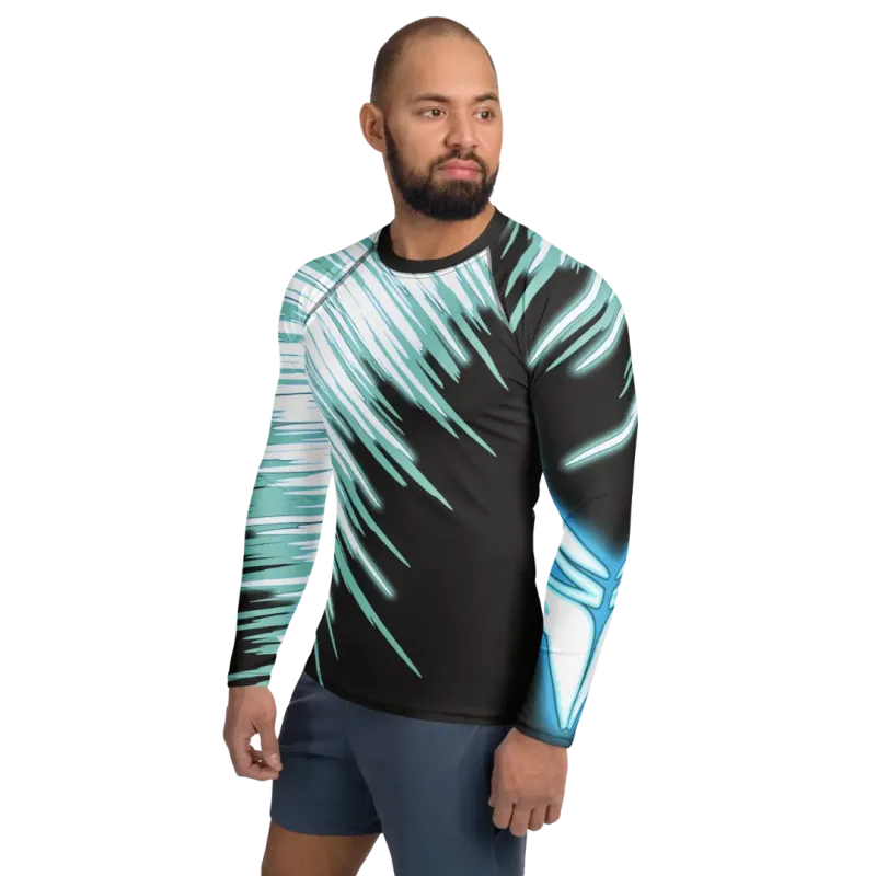 Rashguard CryoBlaze DRACONES lato sinistro, dettagli grafici ghiaccio e fiamme.