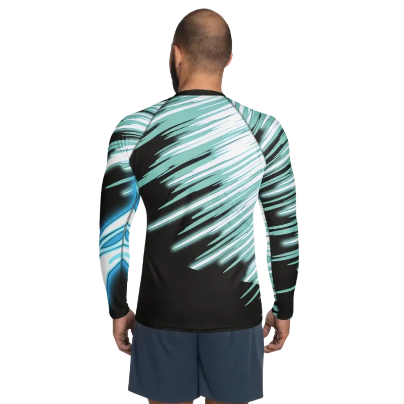 Rashguard CryoBlaze DRACONES vista posteriore, grafica sportiva ad alte prestazioni.