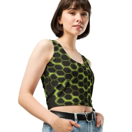 Crop Top HiveMotion – Design Esagonale XL by Elisa Salvioni