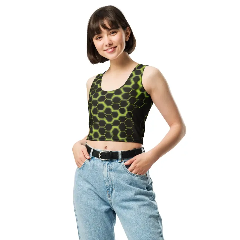 Crop Top HiveMotion – Design Esagonale XL by Elisa Salvioni