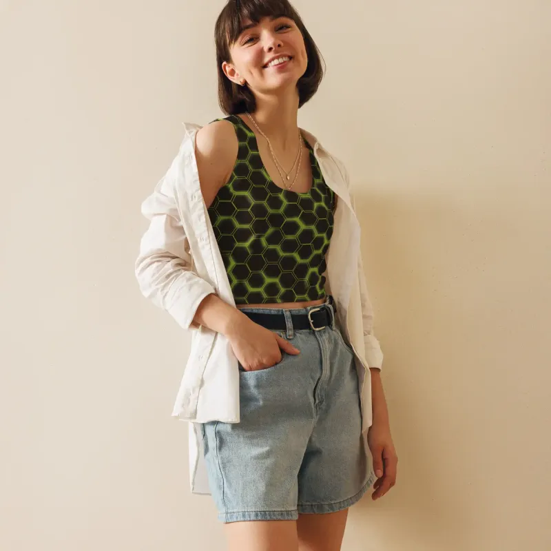 Crop Top HiveMotion – Design Esagonale XL by Elisa Salvioni
