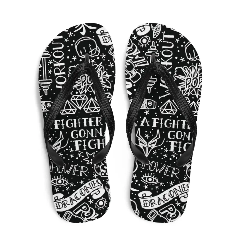 Top-down view of InkBlaze Shadow flip-flops – design by Elisa Salvioni