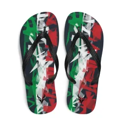 Infradito DRACONES Flagstorm Italia, vista dall’alto, con design astratto tricolore