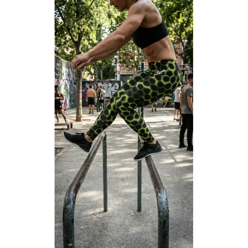 Leggings HiveMotion – Esagoni Neon e Comfort Totale | DRACONES