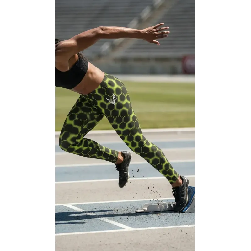 Leggings HiveMotion – Esagoni Neon e Comfort Totale | DRACONES