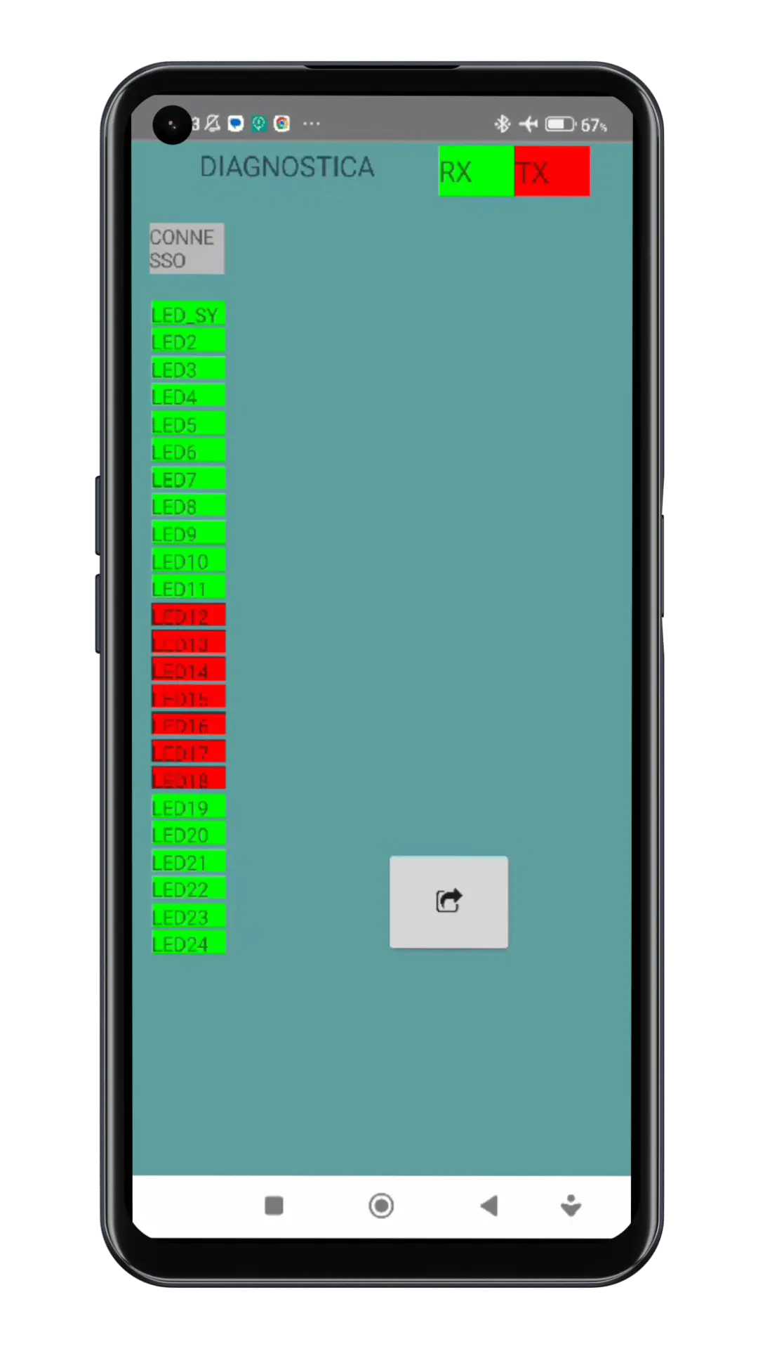Immagine dell'interfaccia di connessione tra FlyStep e l'applicazione mobile.