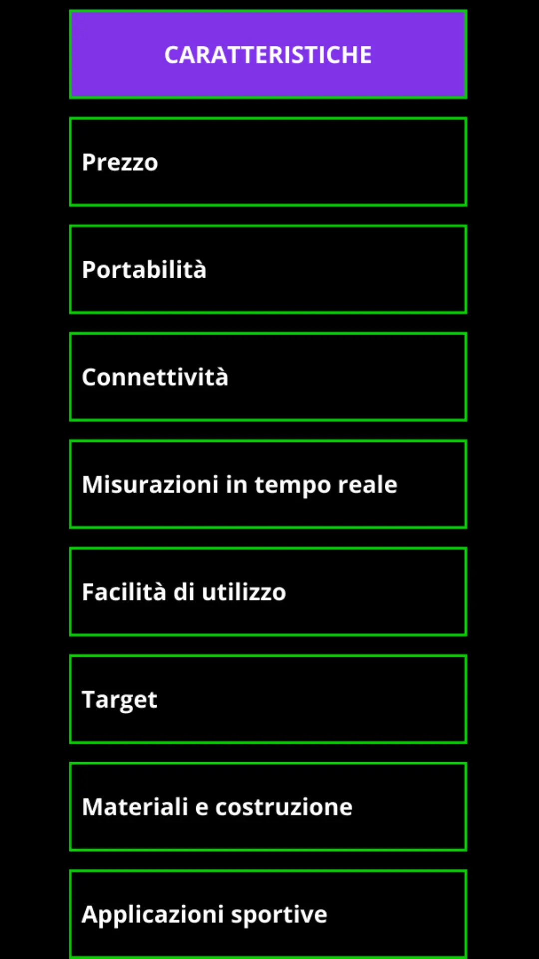 Confronto delle caratteristiche principali dei sistemi di misurazione del salto.