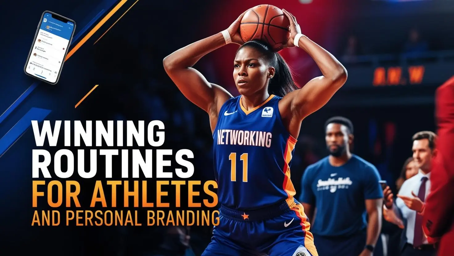 Routine vincenti per atleti e personal branding Atleta di basket concentrata prima del tiro, simbolo di disciplina, costanza e routine vincenti applicate allo sport e al personal branding