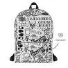 Zaino InkBlaze Light con grafica pop in bianco e nero, perfetto per uno stile urbano e sportivo