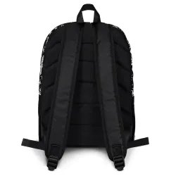 Zaino InkBlaze Shadow - Vista posteriore con spallacci ergonomici imbottiti e design pop in bianco e nero.